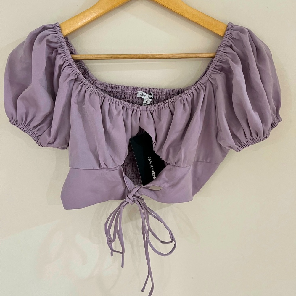 Lavender Fashion Nova Kylie Crop Top - Size S